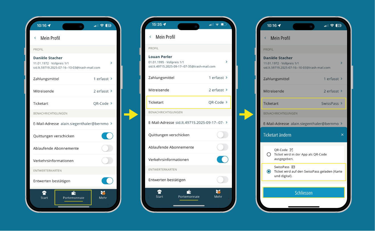 The ticket type in the wallet is changed from QR code to SwissPass.