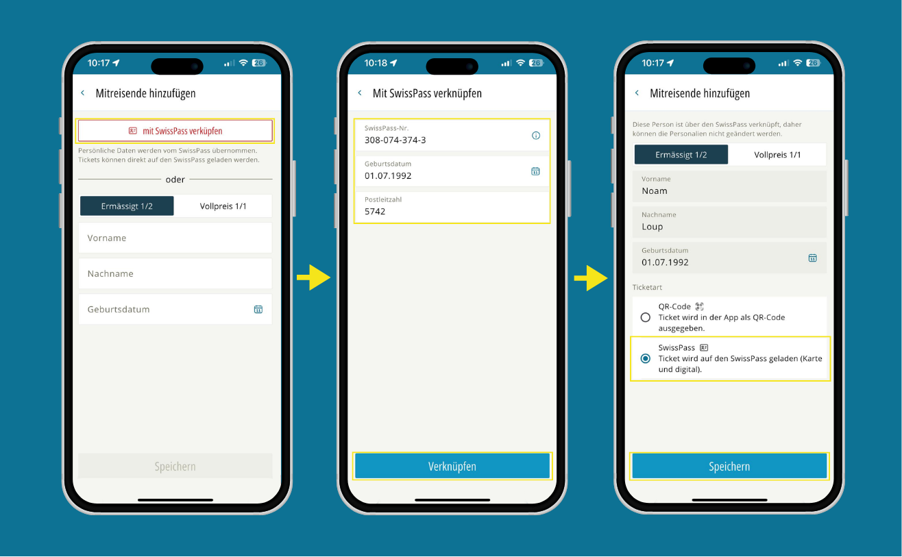 Change the ticket type to SwissPass in the purchase overview for travelers